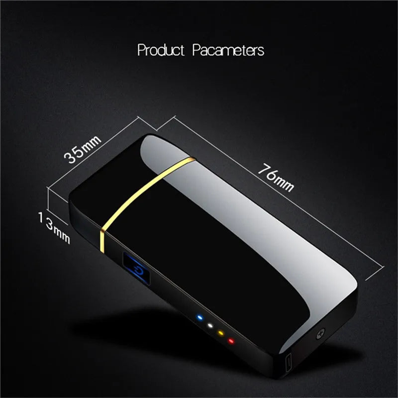 Rechargeable Windproof Double Arc Plasma Electric Lighter, Pulse Flameless Fingerprint Touch Sensing