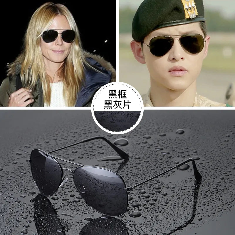 New 2023 Stainless Steel Toad Mirror Men's Retro Double Beam Large Frame Shooting Aviator Sunglasses